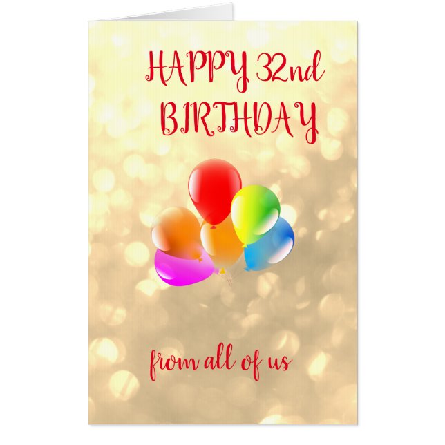 Large Happy 32nd Birthday Card (Front)