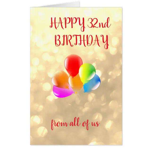 Large Happy 32nd Birthday Card | Zazzle