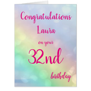 Large Happy 32nd Birthday design greeting Card