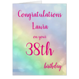 Large Happy 38th Birthday design greeting Card