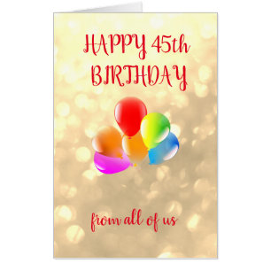 Large Happy 45th Birthday Card