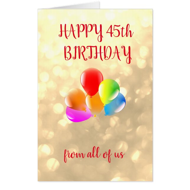 Large Happy 45th Birthday Card (Front)