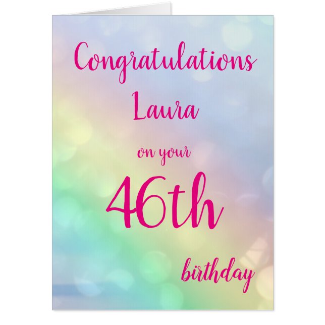 Large Happy 46th Birthday design greeting Card (Front)