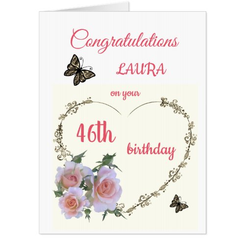 Large Happy 46th Birthday design greeting Card