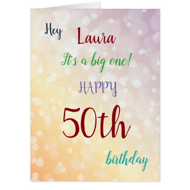 Large Happy 50th Birthday design greeting Card (Front)