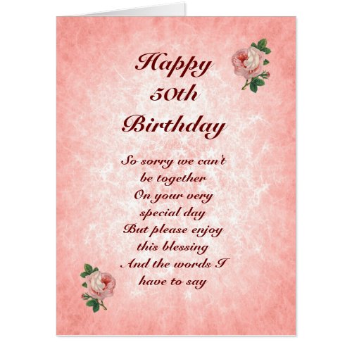 Large Happy 50th Birthday distance Greeting Card