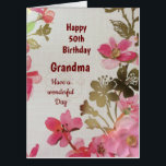 Large Happy 50th Birthday Grandma Card<br><div class="desc">Large stylish Happy 50th Birthday Grandma Greeting Card.</div>