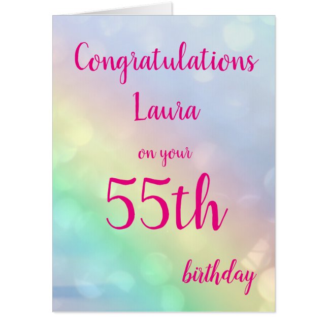 Large Happy 55th Birthday design greeting Card (Front)