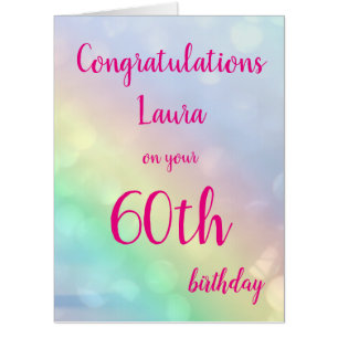 Large Happy 60th Birthday design greeting Card