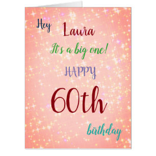 Large Happy 60th Birthday design greeting Card