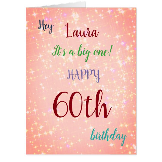 Large Happy 60th Birthday design greeting Card (Front)