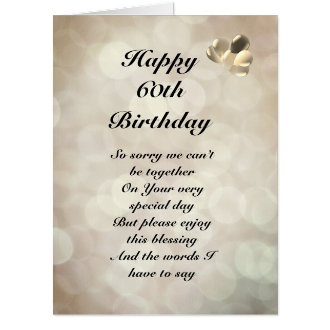 Large Happy 60th Birthday distance Greeting Card (Front)