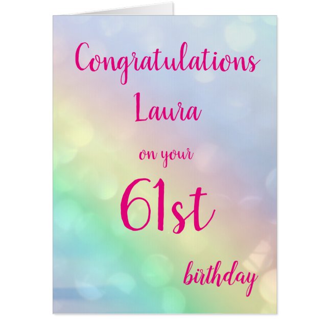Large Happy 61st Birthday design greeting Card (Front)