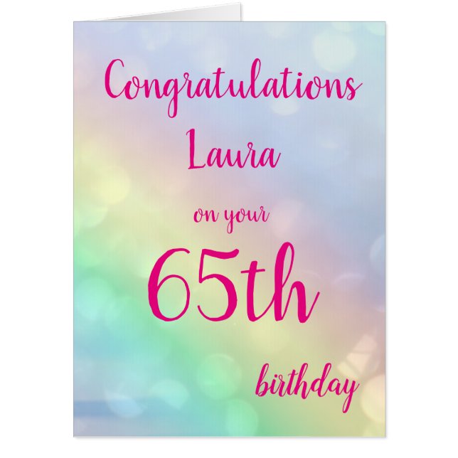Large Happy 65th Birthday design greeting Card (Front)