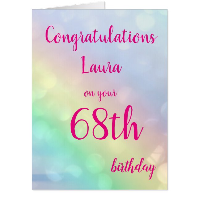 Large Happy 68th Birthday design greeting Card (Front)