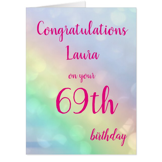 Large Happy 69th Birthday design greeting Card (Front)