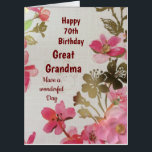 Large Happy 70th Birthday Great Grandma Card<br><div class="desc">Large stylish Happy 70th Birthday Great Grandma Greeting Card.</div>