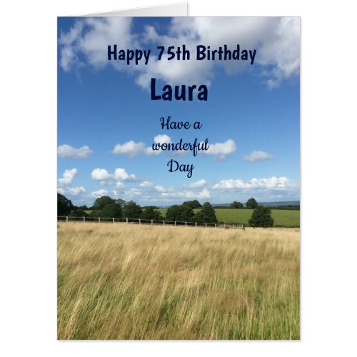 Large Happy 75th Birthday design Card