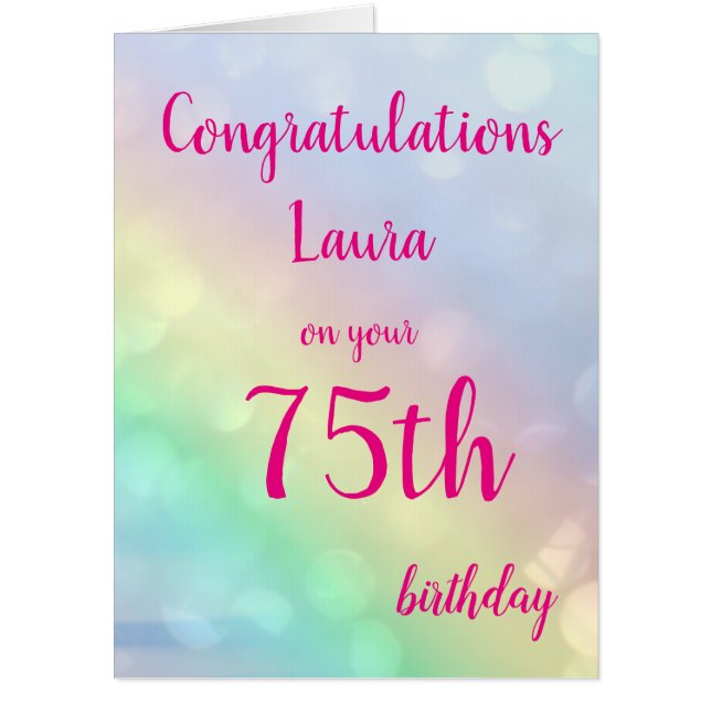 Large Happy 75th Birthday design greeting Card (Front)