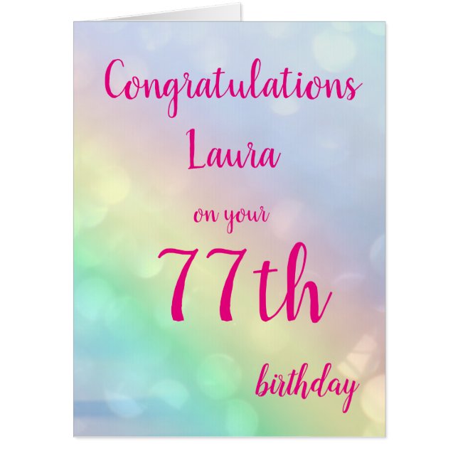 Large Happy 77th Birthday design greeting Card (Front)