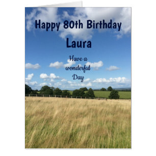 Large Happy 80th Birthday design Card