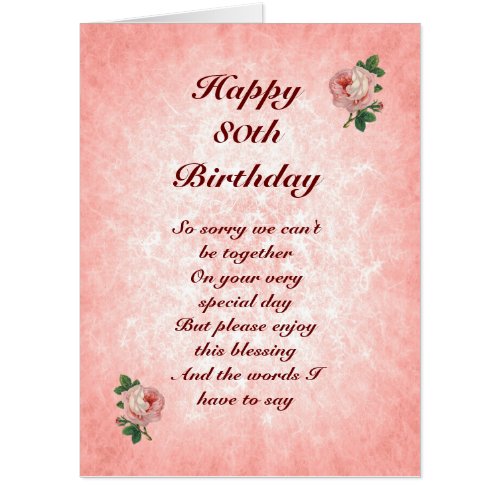 Large Happy 80th Birthday distance Greeting