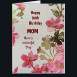 Large Happy 80th Birthday Mom Card<br><div class="desc">Large stylish Happy 80th Birthday Mom Greeting Card.</div>