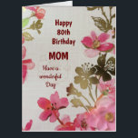Large Happy 80th Birthday Mom Card<br><div class="desc">Large stylish Happy 80th Birthday Mom Greeting Card.</div>