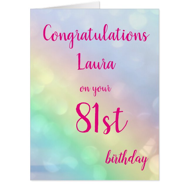Large Happy 81st Birthday design greeting Card (Front)