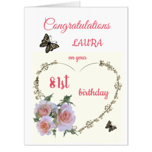 Large Happy 81st Birthday design greeting Card