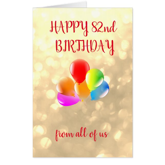 Large Happy 82nd Birthday Card (Front)