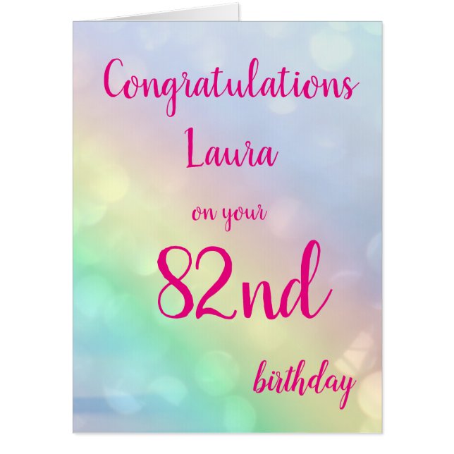 Large Happy 82nd Birthday design greeting Card (Front)