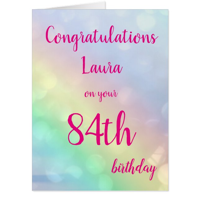 Large Happy 84th Birthday design greeting Card (Front)