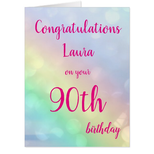 Large Happy 90th Birthday design greeting Card (Front)