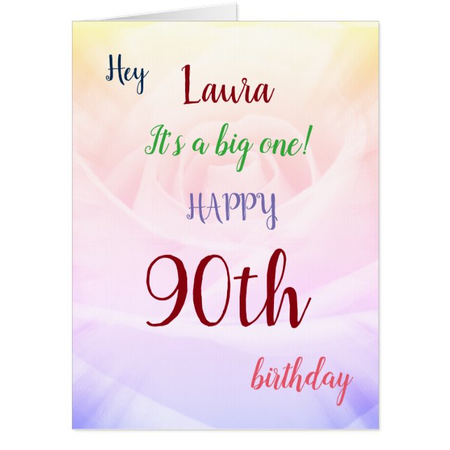 Large Happy 90th Birthday design greeting Card (Front)