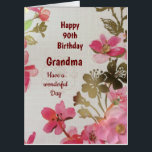 Large Happy 90th Birthday Grandma Card<br><div class="desc">Large stylish Happy 90th Birthday Grandma Greeting Card.</div>