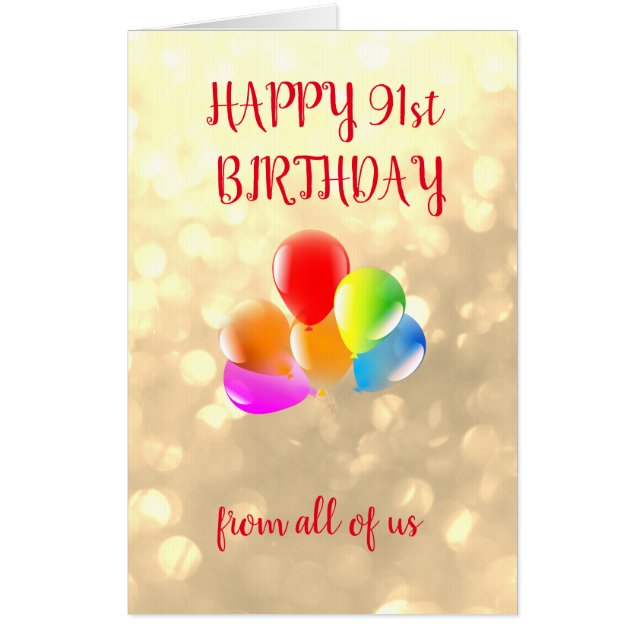 Large Happy 91st Birthday Card (Front)