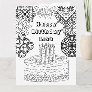 Large Happy Birthday Adult Coloring Card