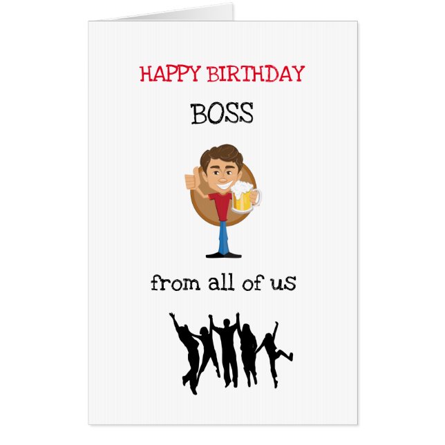 Large Happy Birthday Boss design Card (Front)