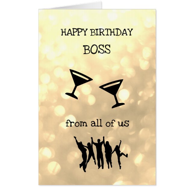 Large Happy Birthday Boss design Card (Front)