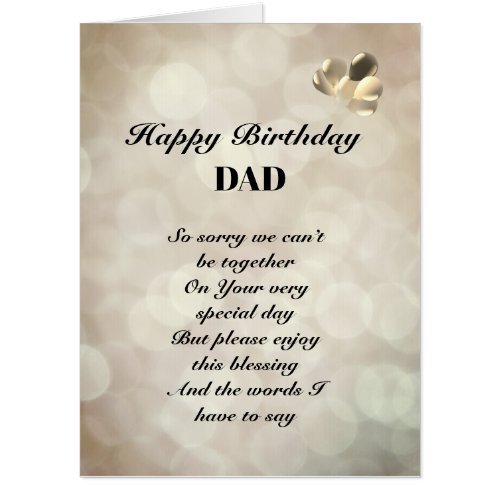 Large Happy Birthday Dad distance Greeting Card