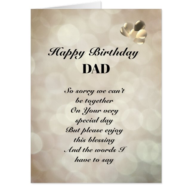 Large Happy Birthday Dad distance Greeting Card (Front)
