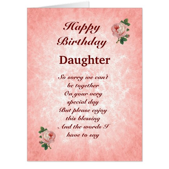 Large Happy Birthday Daughter distance Greeting Card | Zazzle.com