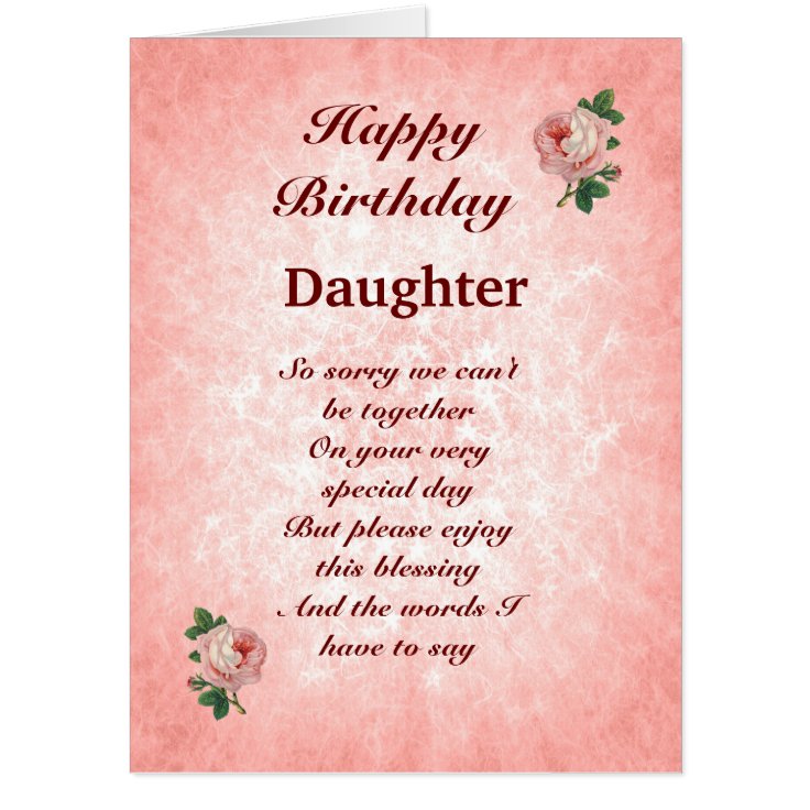 Large Happy Birthday Daughter distance Greeting Card | Zazzle