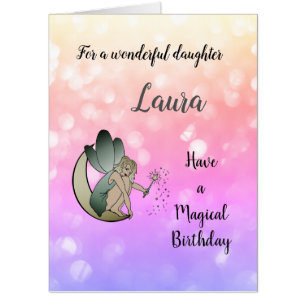 Large Happy Birthday Daughter Fairy design Card