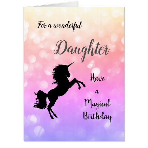 Large Happy Birthday Daughter Unicorn Card