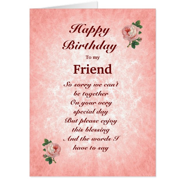 Large Happy Birthday Friend distance Card (Front)
