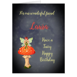 Large Happy Birthday Friend Fairy design Card