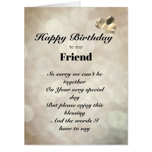 Large Happy Birthday Friend Greeting Card