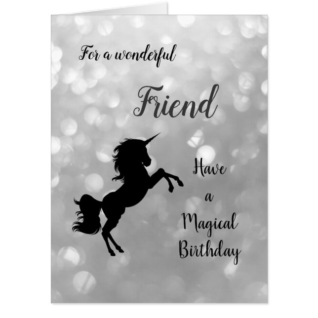 Large Happy Birthday Friend Unicorn Card (Front)